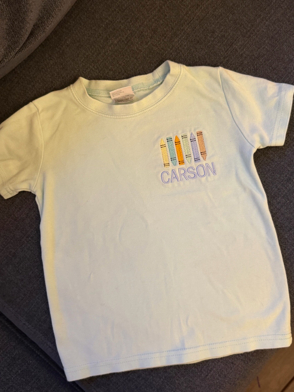 Kids embroidered crayon 4t shirt “Carson”